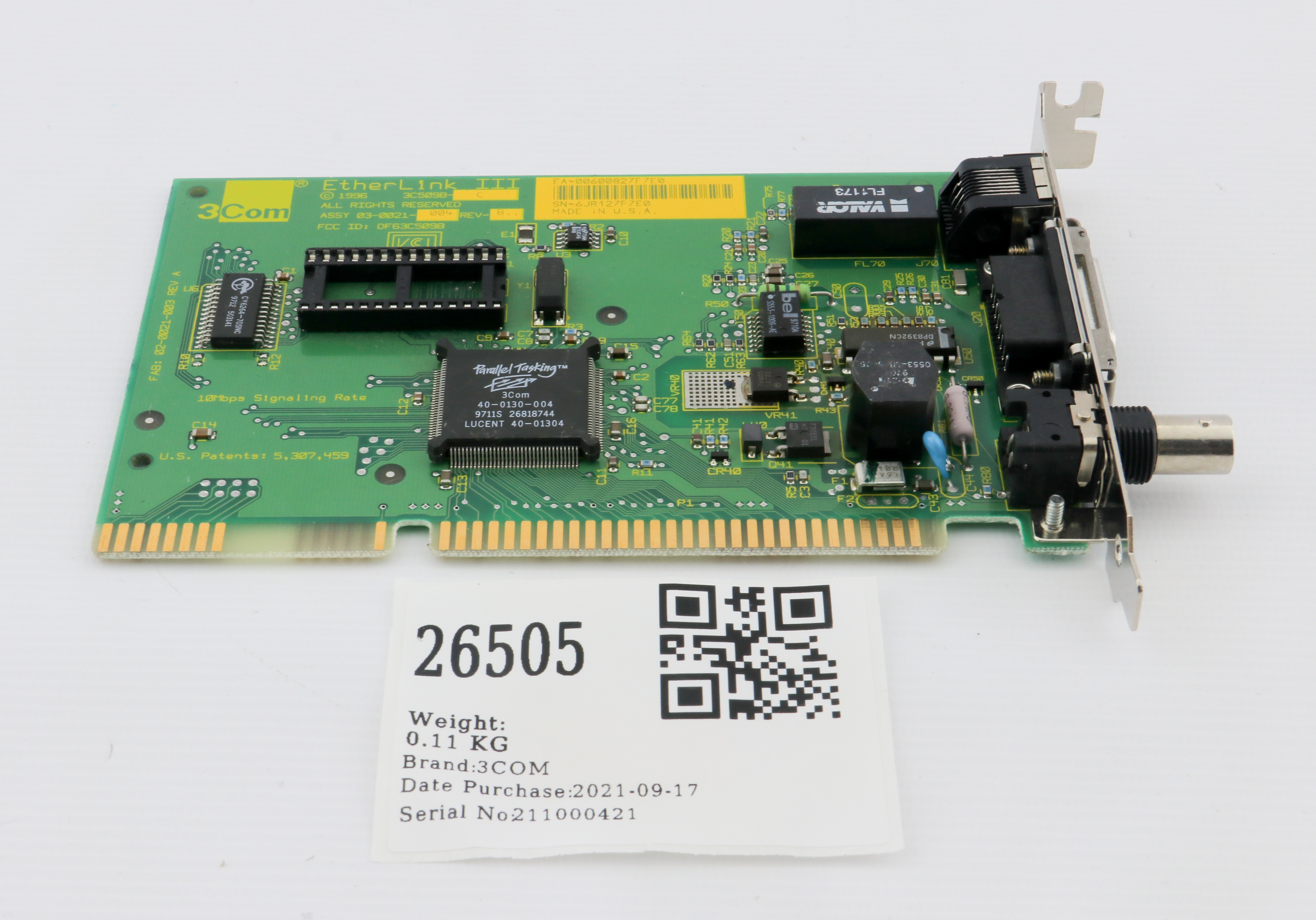 26505 3COM PCB, ETHERLINK III NETWORK BOARD, 3C509B-C 03-0021-004